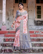 Load image into Gallery viewer, Graceful Grey Banarasi Silk Saree with Floral Elegance and Zari Accents BANARASI PRINTED