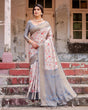 Load image into Gallery viewer, Elegant Grey Banarasi Silk Saree with Intricate Floral Design and Zari Weave BANARASI PRINTED