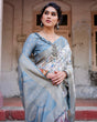 Load image into Gallery viewer, Elegant Light Blue Banarasi Silk Saree with Floral Design and Zari Weaved Pallu BANARASI PRINTED