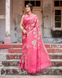 Load image into Gallery viewer, Regal Pink Banarasi Silk Saree with Zari Weave and Intricate Tassels BANARASI PRINTED