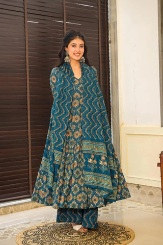Pure Muslin Digital Print Anarkali Gown with Dupatta Clothsvilla
