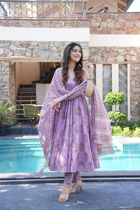 Pure Muslin Digital Print Anarkali Gown with Dupatta Clothsvilla Main image
