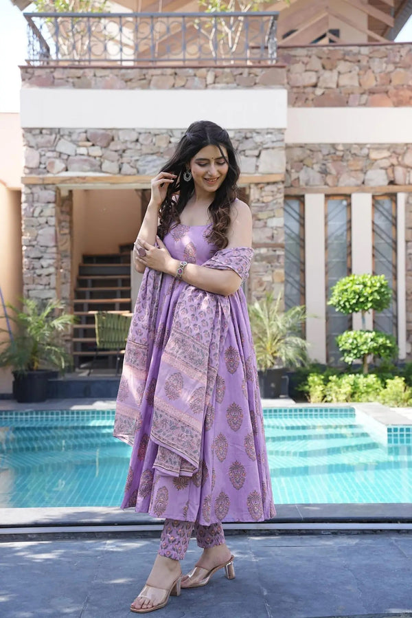 Pure Muslin Digital Print Anarkali Gown with Dupatta Clothsvilla