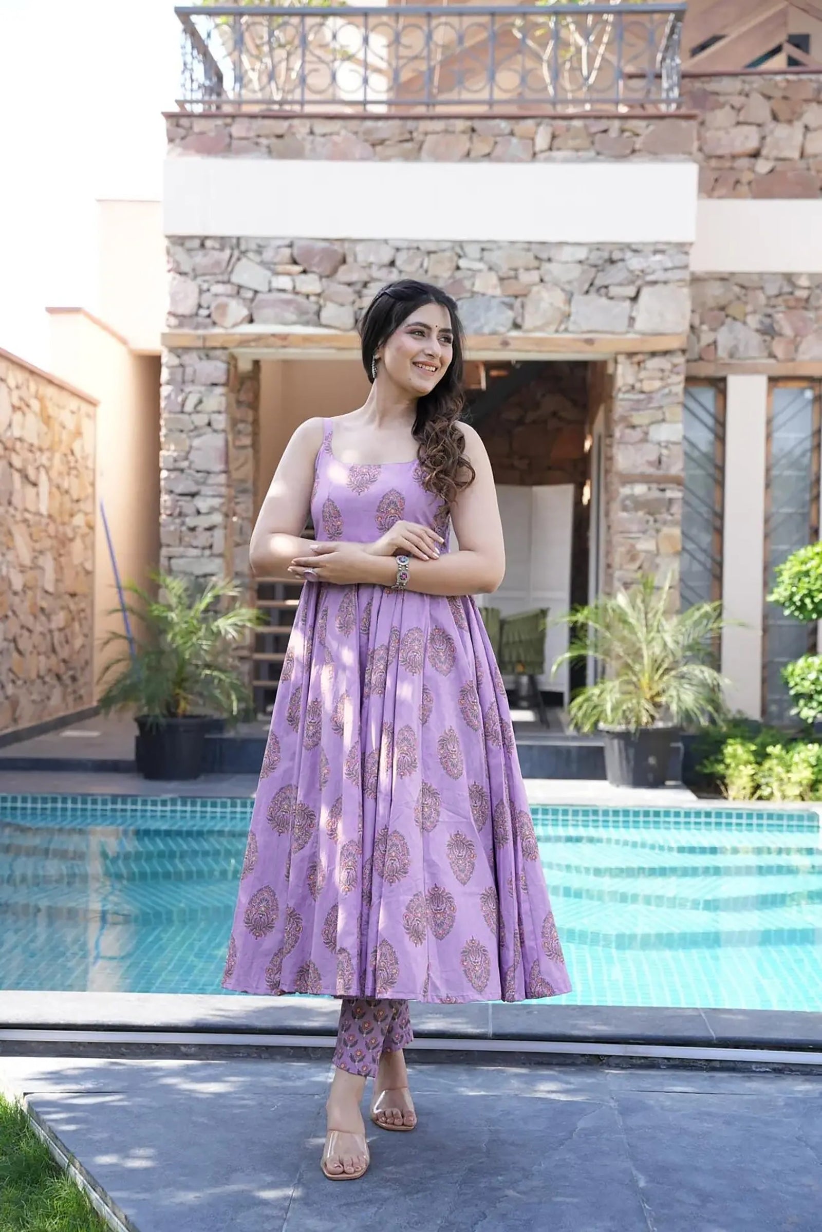 Pure Muslin Digital Print Anarkali Gown with Dupatta Clothsvilla