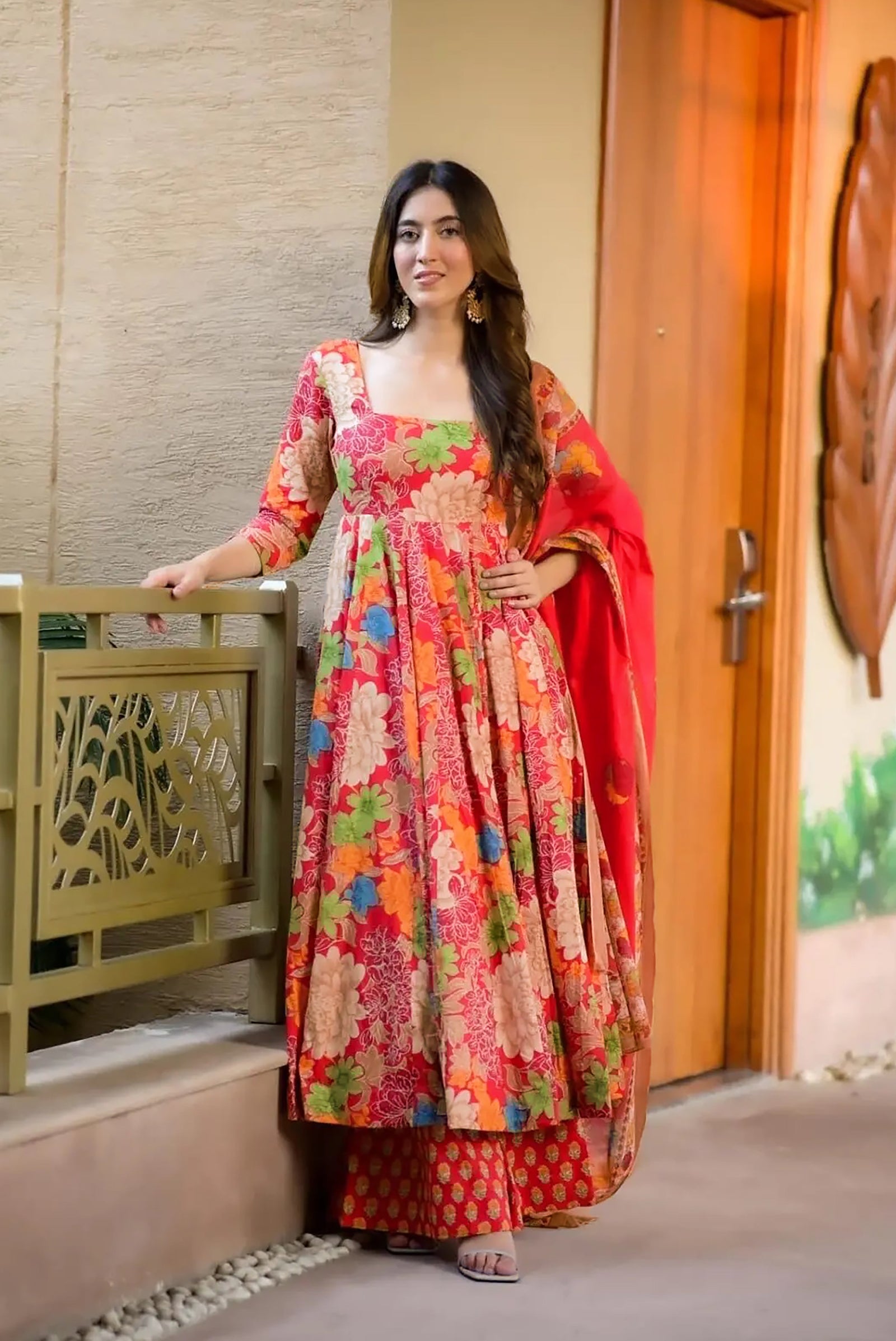 Pure Muslin Digital Print Anarkali Gown with Dupatta Clothsvilla
