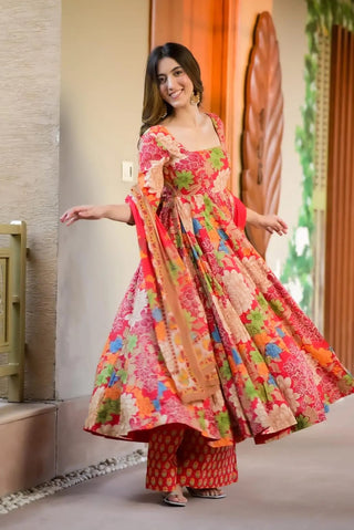 Pure Muslin Digital Print Anarkali Gown with Dupatta Clothsvilla