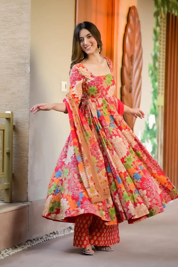 Pure Muslin Digital Print Anarkali Gown with Dupatta Clothsvilla