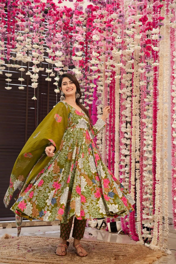 Pure Muslin Digital Print Anarkali Gown with Dupatta Clothsvilla