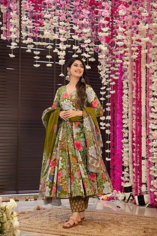 Pure Muslin Digital Print Anarkali Gown with Dupatta Clothsvilla