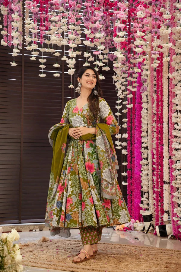 Pure Muslin Digital Print Anarkali Gown with Dupatta Clothsvilla