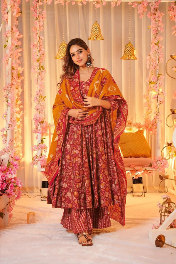 Pure Muslin Digital Print Anarkali Gown with Dupatta Clothsvilla