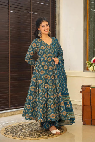 Pure Muslin Digital Print Anarkali Gown with Dupatta Clothsvilla