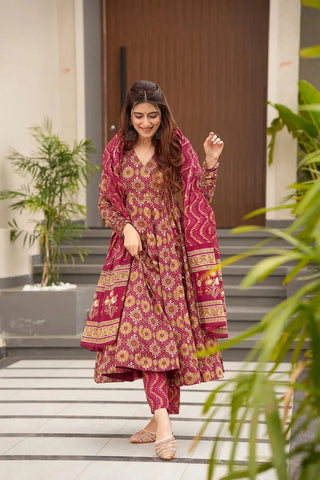 Pure Muslin Digital Print Anarkali Gown with Dupatta Clothsvilla