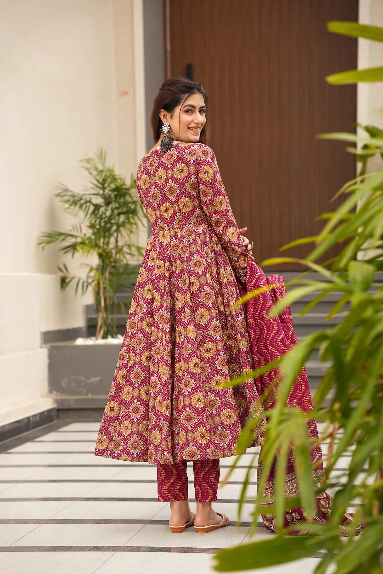 Pure Muslin Digital Print Anarkali Gown with Dupatta Clothsvilla