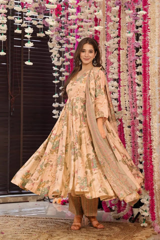 Pure Muslin Digital Print Anarkali Gown with Dupatta Clothsvilla