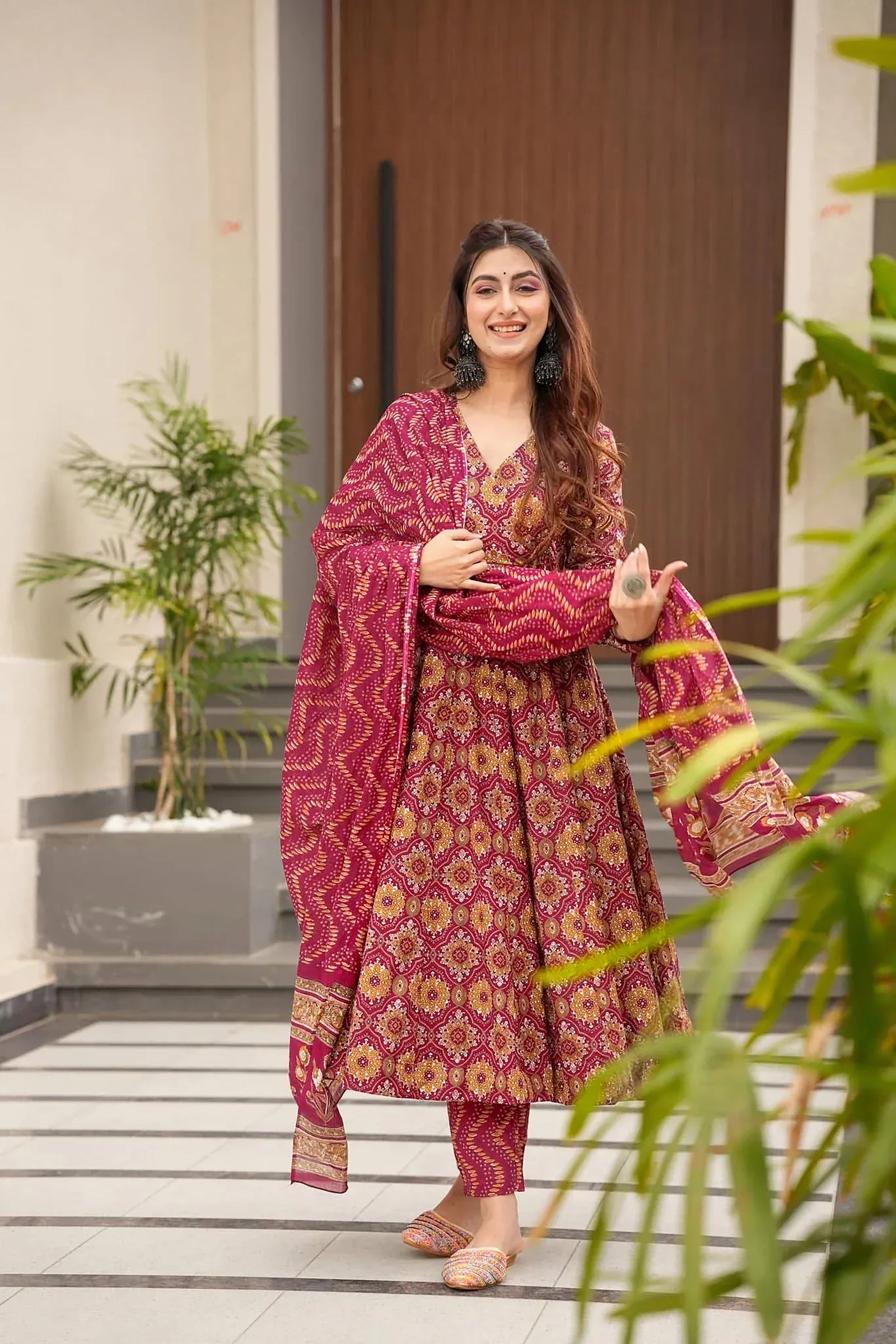 Pure Muslin Digital Print Anarkali Gown with Dupatta Clothsvilla