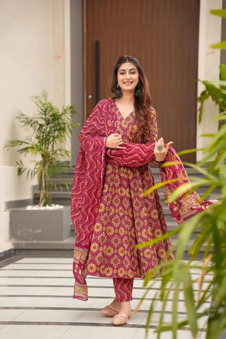 Pure Muslin Digital Print Anarkali Gown with Dupatta Clothsvilla