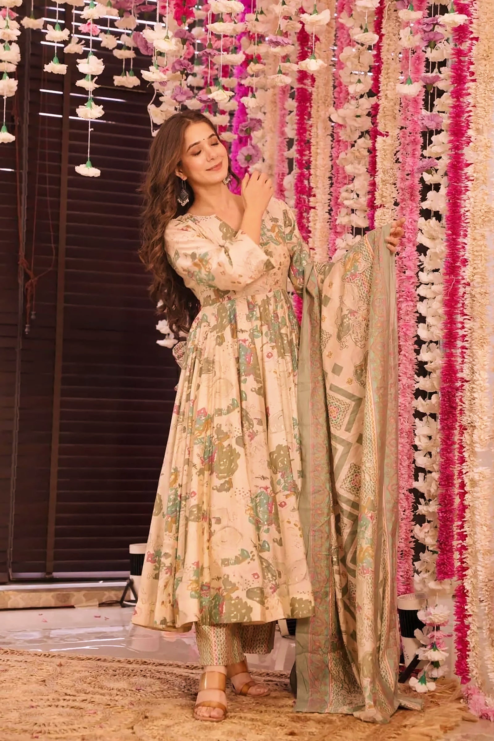 Pure Muslin Digital Print Anarkali Gown with Dupatta Clothsvilla