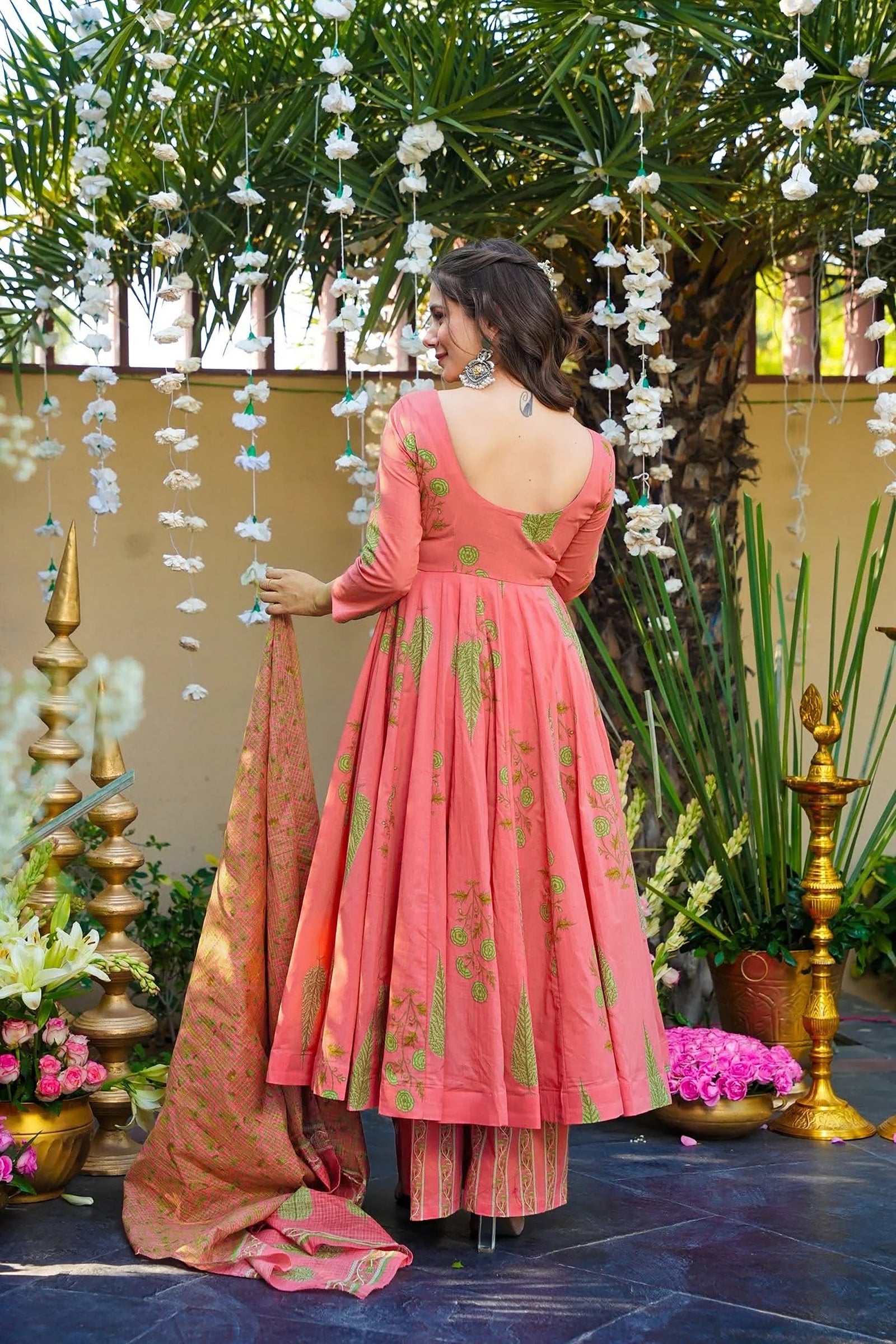 Pure Muslin Digital Print Anarkali Kurti Pant Dupatta Set Clothsvilla