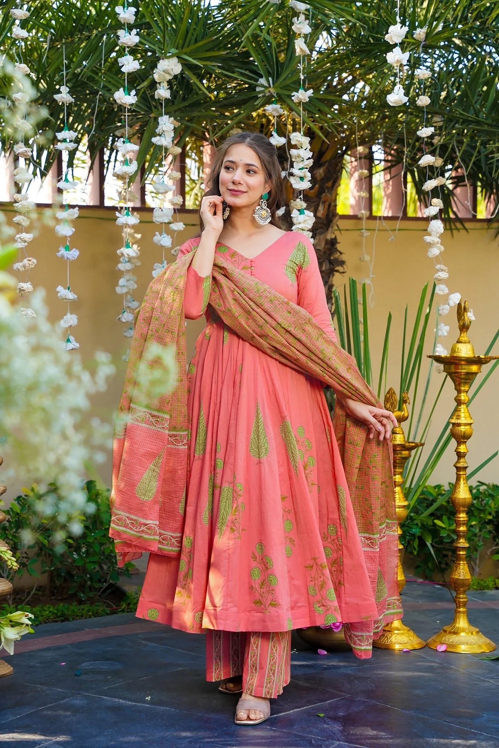 Pure Muslin Digital Print Anarkali Kurti Pant Dupatta Set Clothsvilla