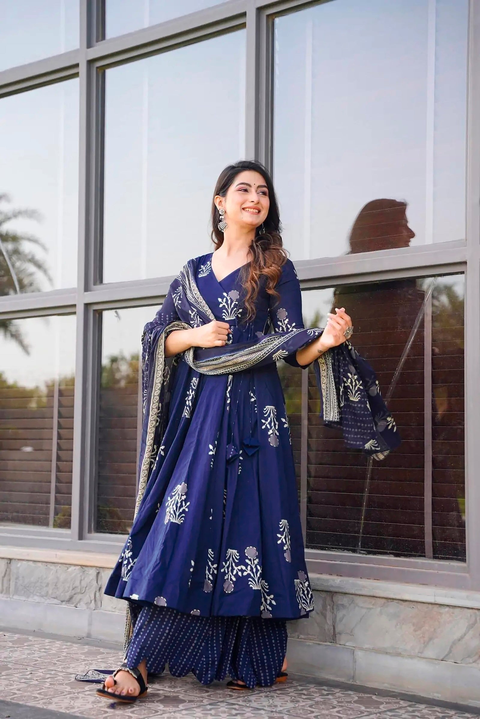Pure Muslin Digital Print Kurti Pant Dupatta Set Clothsvilla