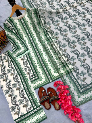 Pure Natural Crepe Digital Print Co-Ord Set with Printed Chiffon Georgette Dupatta Fully Stitched ClothsVilla