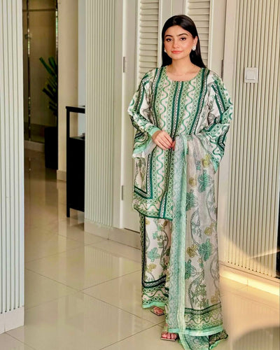 Pure Natural Crepe Digital Print Co-Ord Set with Printed Chiffon Georgette Dupatta Fully Stitched ClothsVilla