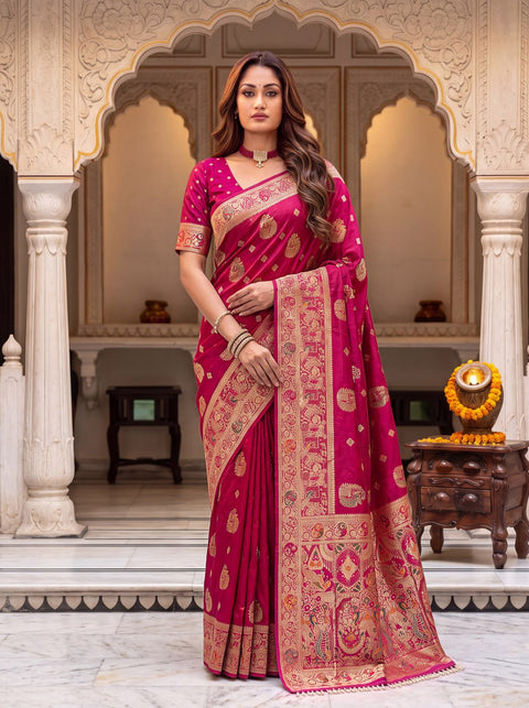 Pure Nylon Satin Saree with Zari Work ClothsVilla Main image