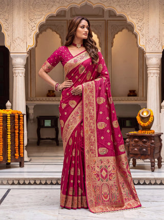 Pure Nylon Satin Saree with Zari Work ClothsVilla