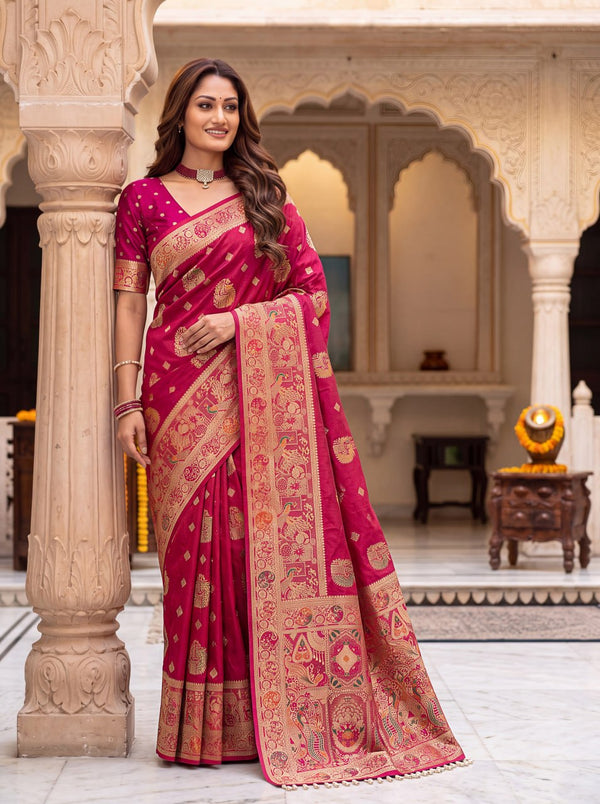 Pure Nylon Satin Saree with Zari Work ClothsVilla
