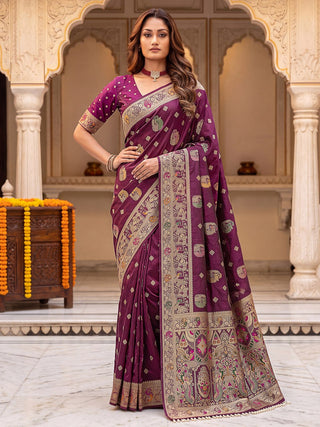 Pure Nylon Satin Saree with Zari Work ClothsVilla