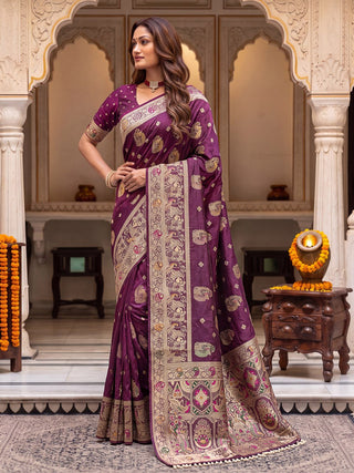 Pure Nylon Satin Saree with Zari Work ClothsVilla