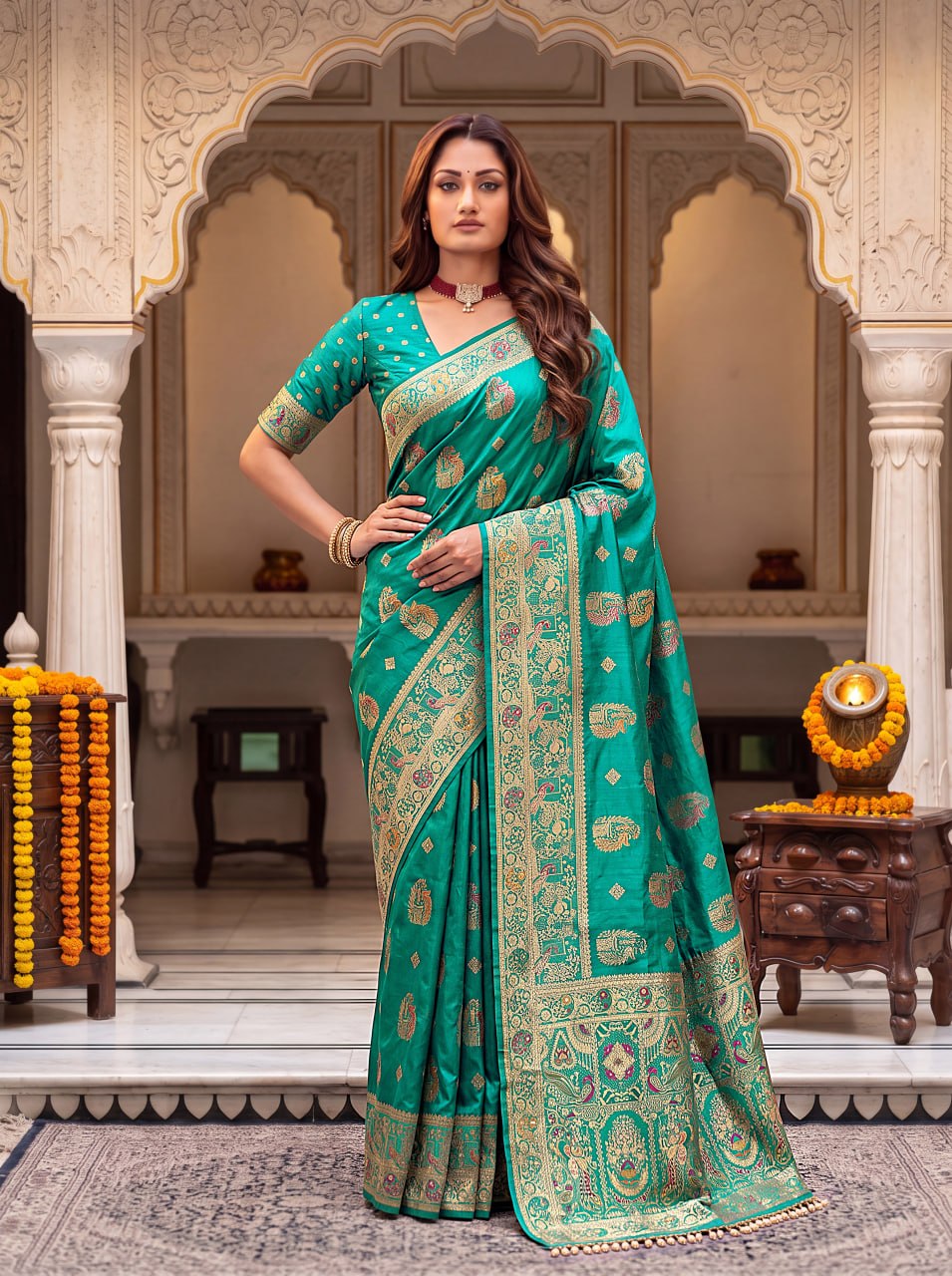 Pure Nylon Satin Saree with Zari Work ClothsVilla