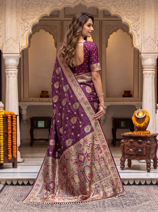 Pure Nylon Satin Saree with Zari Work ClothsVilla