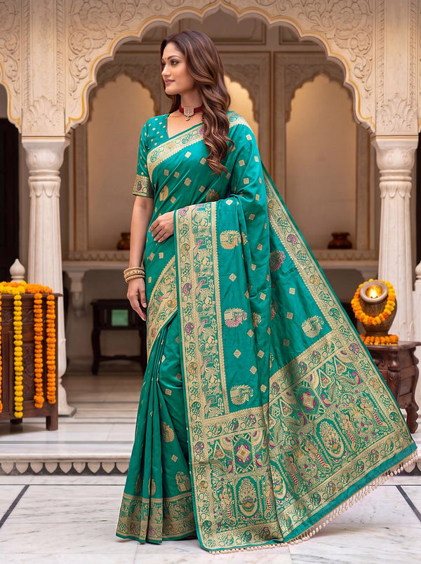 Pure Nylon Satin Saree with Zari Work ClothsVilla