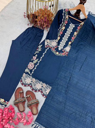 Pure Satin Rayon Kurta Pant Set ClothsVilla