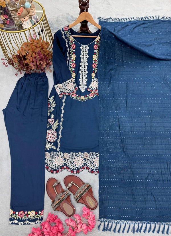 Pure Satin Rayon Kurta Pant Set ClothsVilla