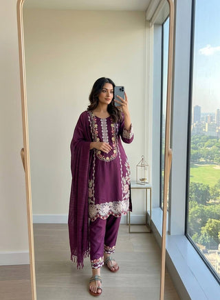Pure Satin Rayon Kurta Pant Set ClothsVilla
