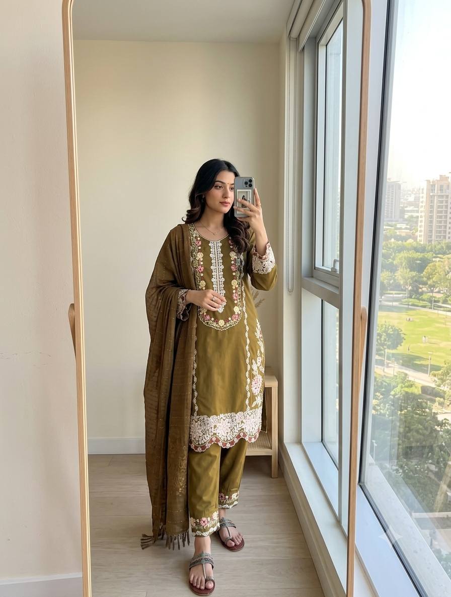 Pure Satin Rayon Kurta Pant Set ClothsVilla