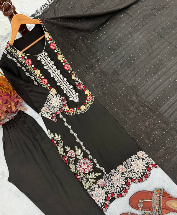Pure Satin Rayon Kurta Pant Set ClothsVilla
