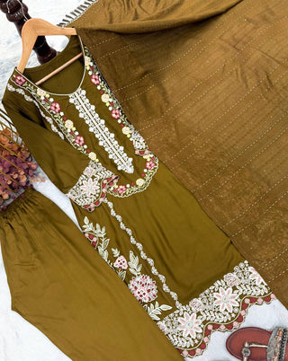 Pure Satin Rayon Kurta Pant Set ClothsVilla