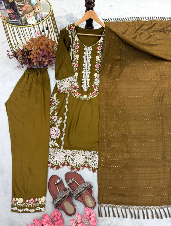 Pure Satin Rayon Kurta Pant Set ClothsVilla