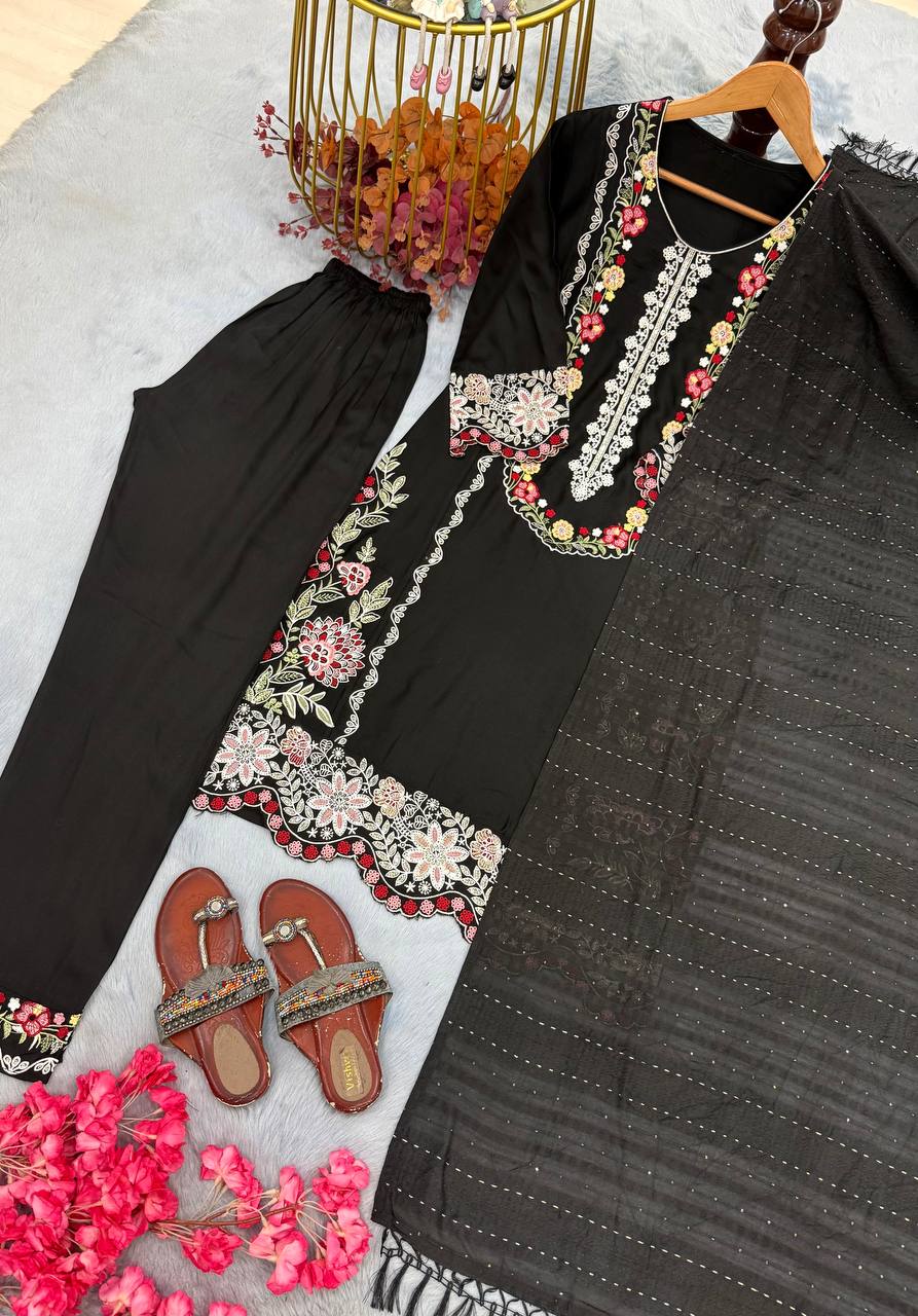 Pure Satin Rayon Kurta Pant Set ClothsVilla