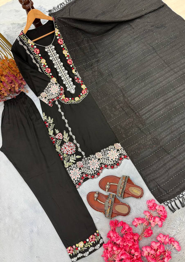 Pure Satin Rayon Kurta Pant Set ClothsVilla