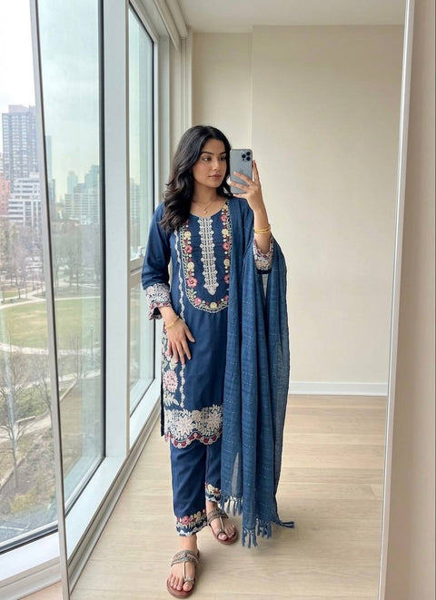 Pure Satin Rayon Kurta Pant Set ClothsVilla Main image