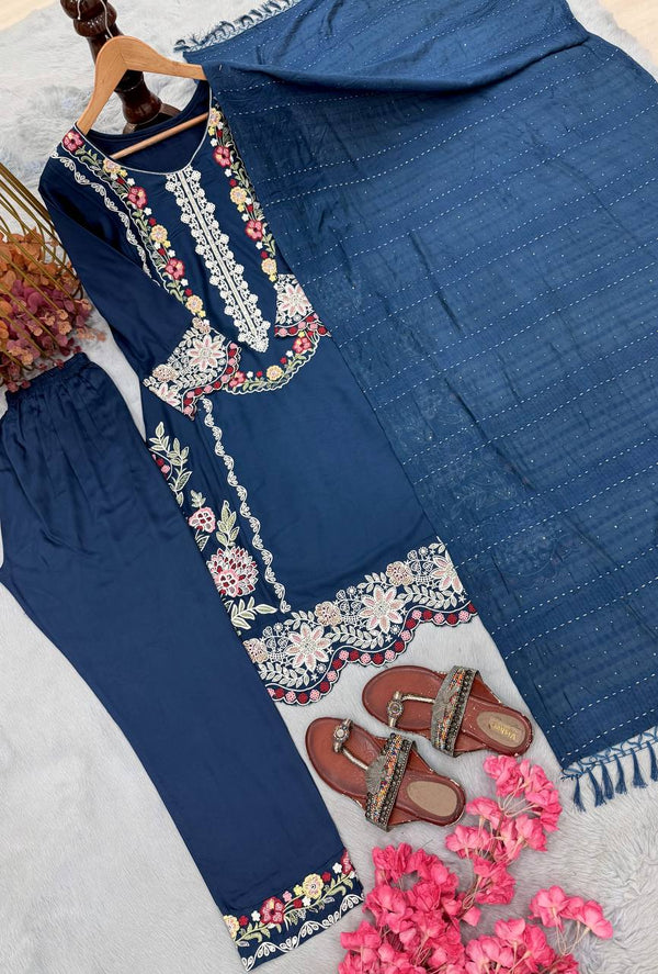 Pure Satin Rayon Kurta Pant Set ClothsVilla