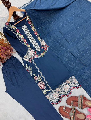 Pure Satin Rayon Kurta Pant Set ClothsVilla