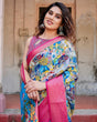 Load image into Gallery viewer, Vibrant Multicolor Digital Printed Tussar Silk Saree with Pink Zari Border DIGITAL PRINT