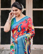 Load image into Gallery viewer, Multicolor Tussar Silk Saree with Vibrant Peacock and Floral Motifs DIGITAL PRINT