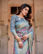 Load image into Gallery viewer, Sky Blue Tussar Silk Saree with Floral Weaves and Ornamental Pallu Design DIGITAL PRINT